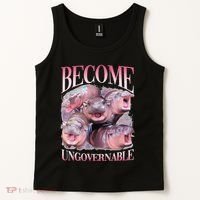 Become Ungovernable Moo Deng Funny Baby Hippo Tank Top thumb 2