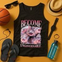 Become Ungovernable Moo Deng Funny Baby Hippo Tank Top thumb 4