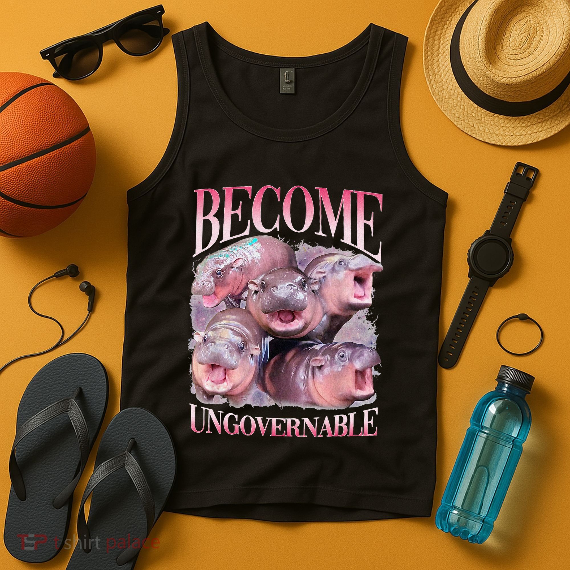 Become Ungovernable Moo Deng Funny Baby Hippo Tank Top
