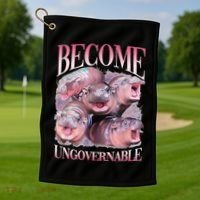 Become Ungovernable Moo Deng Funny Baby Hippo Golf Towel thumb 1