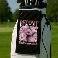 Become Ungovernable Moo Deng Funny Baby Hippo Golf Towel thumb 2