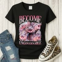 Become Ungovernable Moo Deng Funny Baby Hippo Women's T-Shirt thumb 3