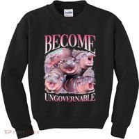 Become Ungovernable Moo Deng Funny Baby Hippo Kids Sweatshirt thumb 0