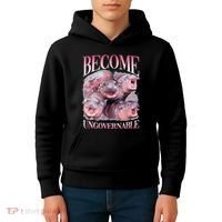 Become Ungovernable Moo Deng Funny Baby Hippo Kids Hoodie thumb 4
