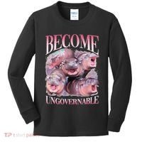 Become Ungovernable Moo Deng Funny Baby Hippo Kids Long Sleeve Shirt thumb 0