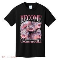 Become Ungovernable Moo Deng Funny Baby Hippo Kids T-Shirt thumb 0