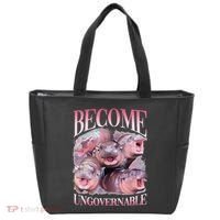 Become Ungovernable Moo Deng Funny Baby Hippo Tote Bag thumb 0