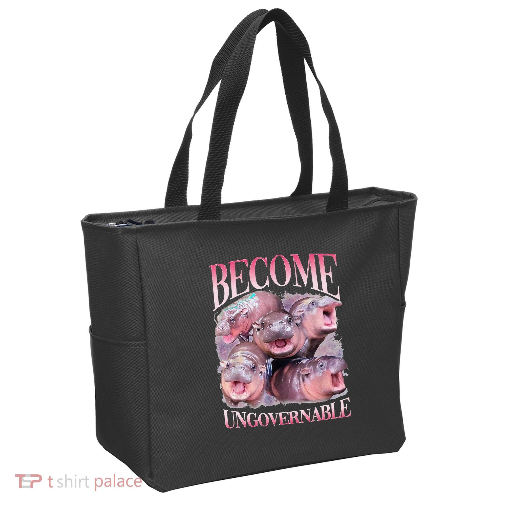 Become Ungovernable Moo Deng Funny Baby Hippo Tote Bag