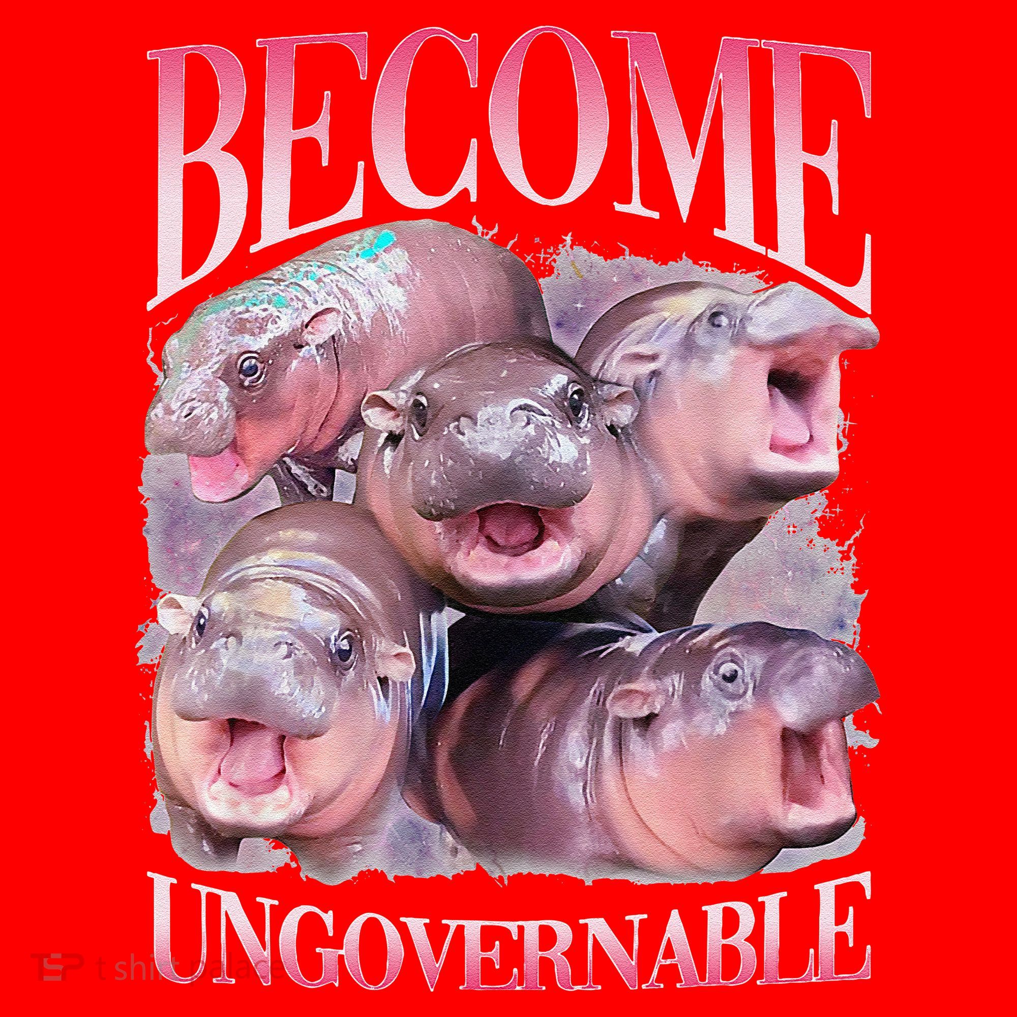 Become Ungovernable Moo Deng Funny Baby Hippo Santa Hat