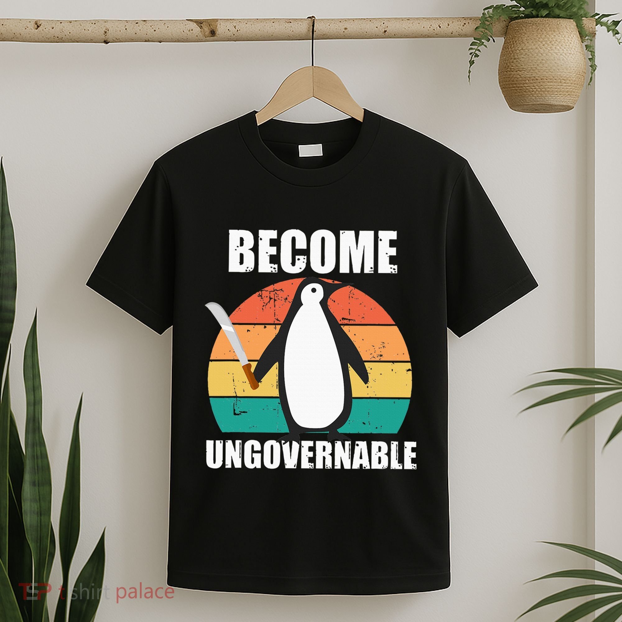 Become Ungovernable Meme Funny Penguin Meme Retro Vintage T-Shirt
