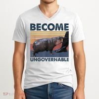 Become Ungovernable Moo Deng Humor V-Neck T-Shirt thumb 2