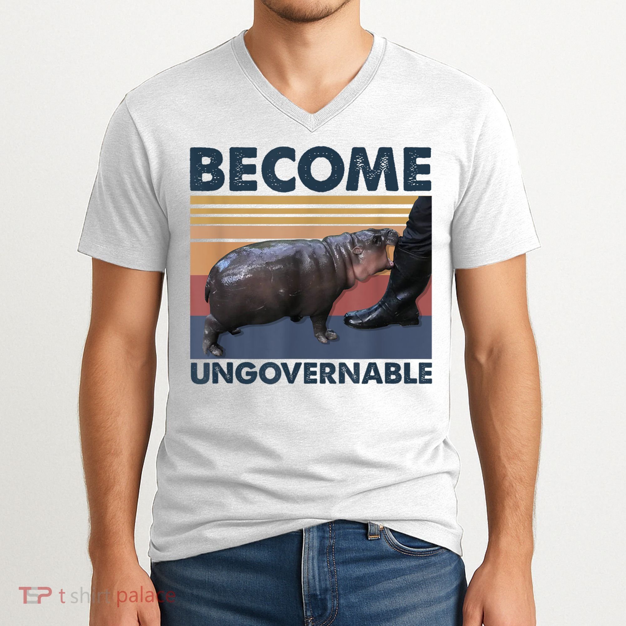 Become Ungovernable Moo Deng Humor V-Neck T-Shirt