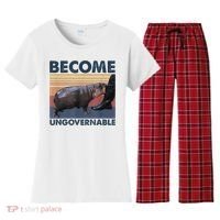 Become Ungovernable Moo Deng Humor Women's Flannel Pajama Set thumb 0