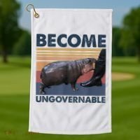 Become Ungovernable Moo Deng Humor Golf Towel thumb 1