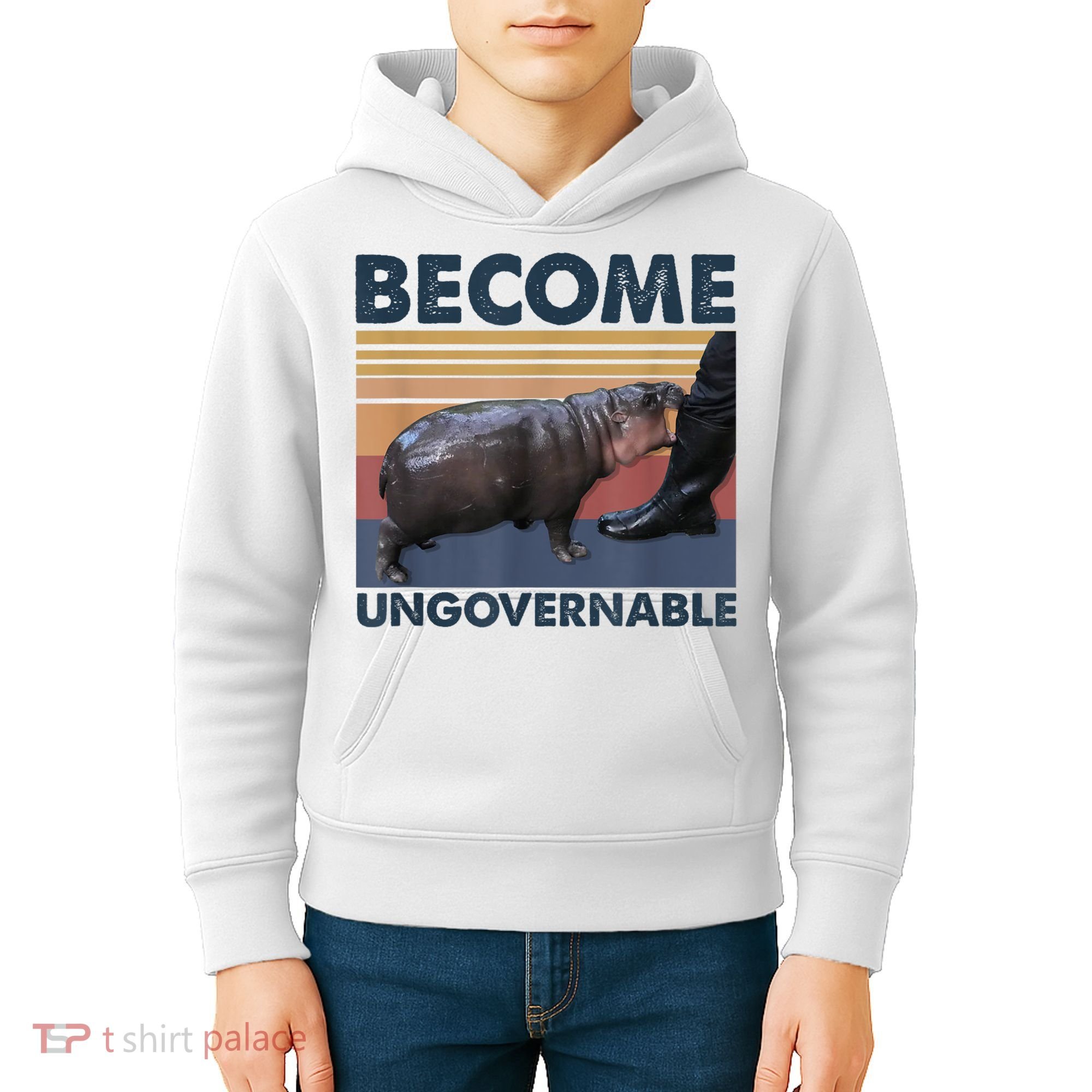 Become Ungovernable Moo Deng Humor Kids Hoodie