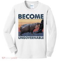 Become Ungovernable Moo Deng Humor Kids Long Sleeve Shirt thumb 0