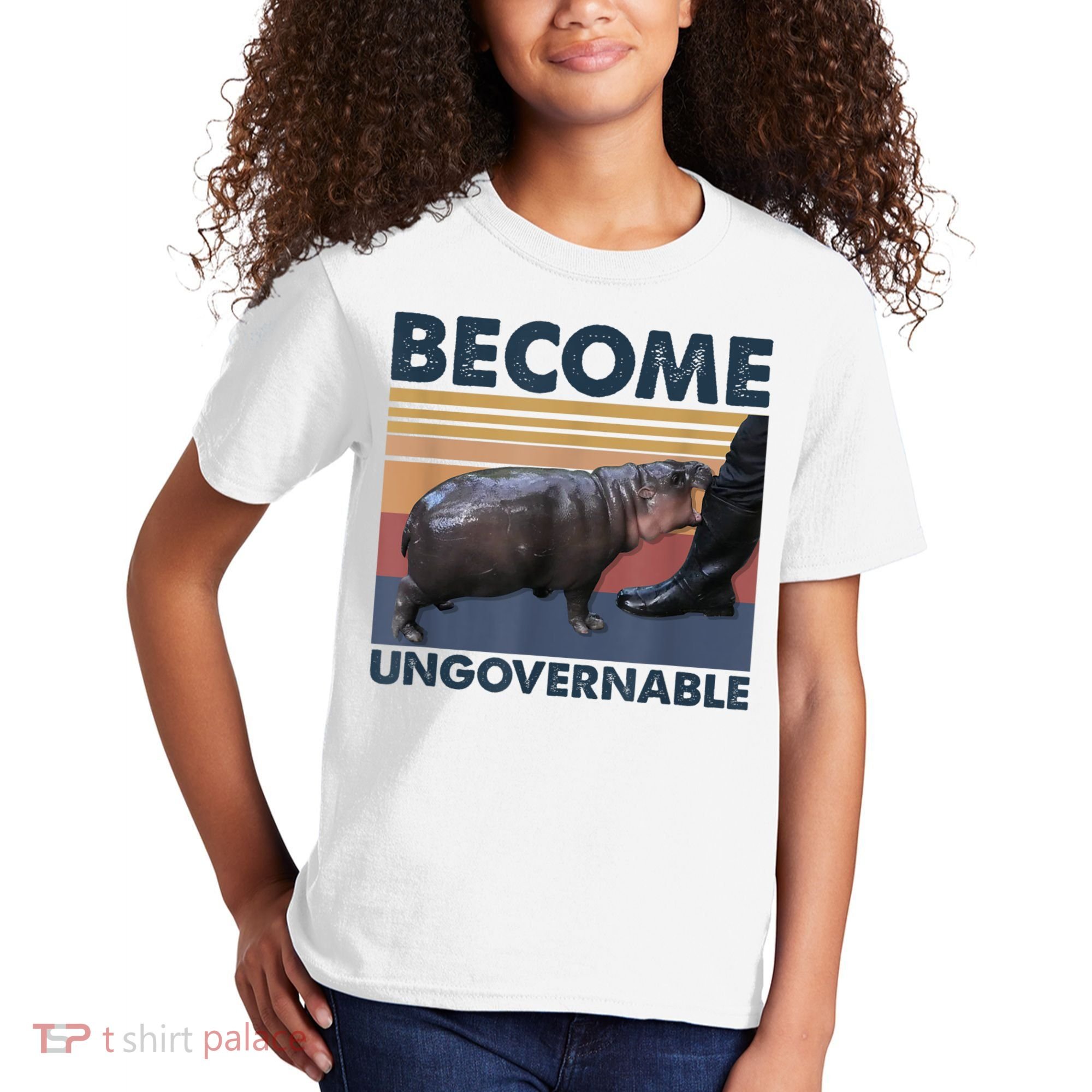 Become Ungovernable Moo Deng Humor Kids T-Shirt