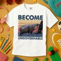 Become Ungovernable Moo Deng Humor Kids T-Shirt thumb 3