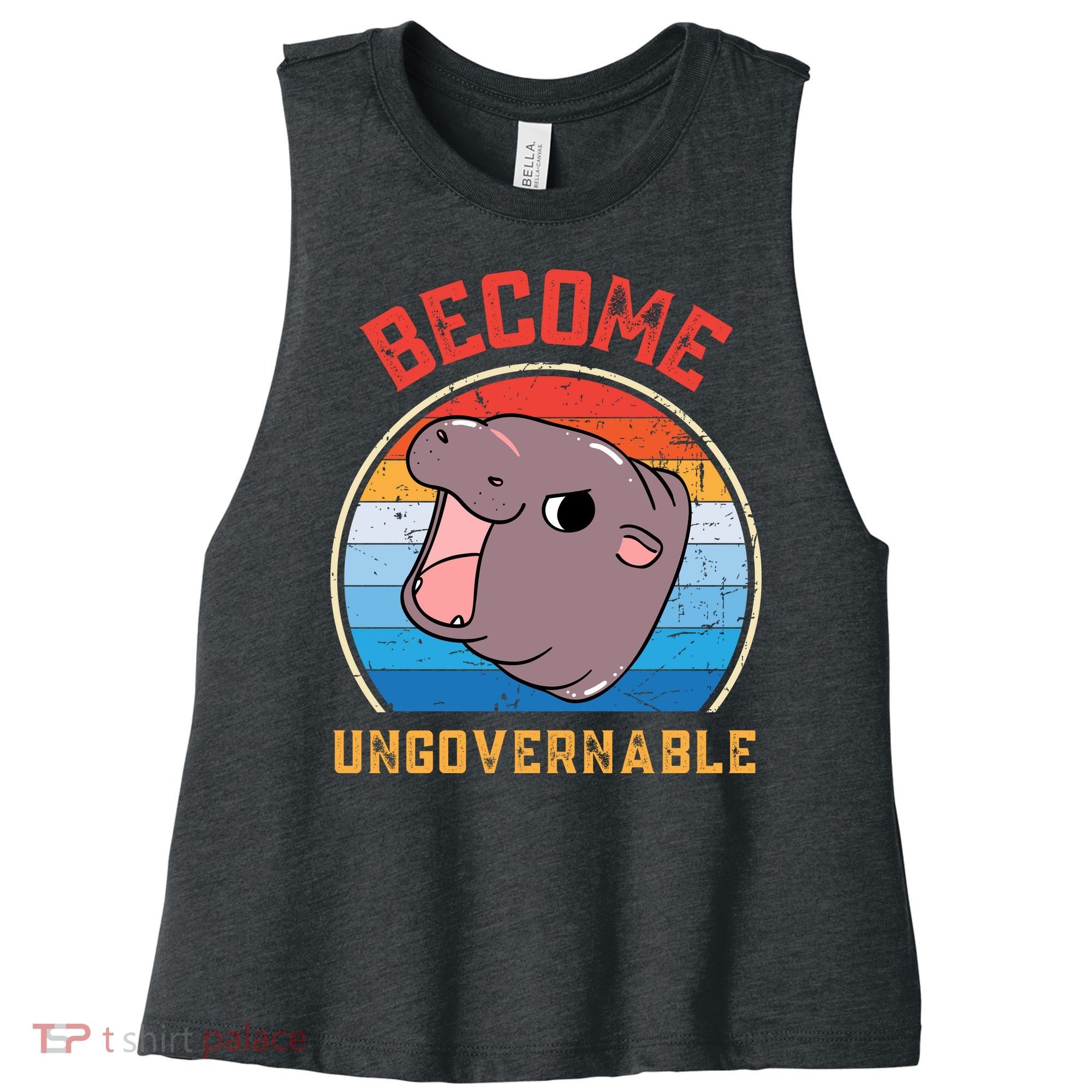 Become Ungovernable Moo Deng Women's Racerback Cropped Tank