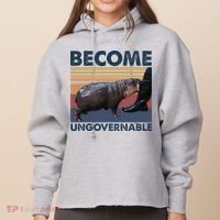 Become Ungovernable Moo Deng Cute Baby Hippo Funny Hippo Ladies Heavyweight Boxy Pullover Hoodie thumb 0