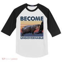 Become Ungovernable Moo Deng Cute Baby Hippo Funny Hippo Kids Colorblock Raglan Jersey thumb 0