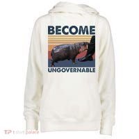 Become Ungovernable Moo Deng Cute Baby Hippo Funny Hippo Womens Funnel Neck Pullover Hood thumb 0