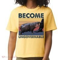 Become Ungovernable Moo Deng Cute Baby Hippo Funny Hippo Comfort Colors Boxy T-Shirt thumb 0