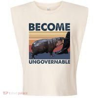 Become Ungovernable Moo Deng Cute Baby Hippo Funny Hippo Garment-Dyed Women's Muscle Tee thumb 0