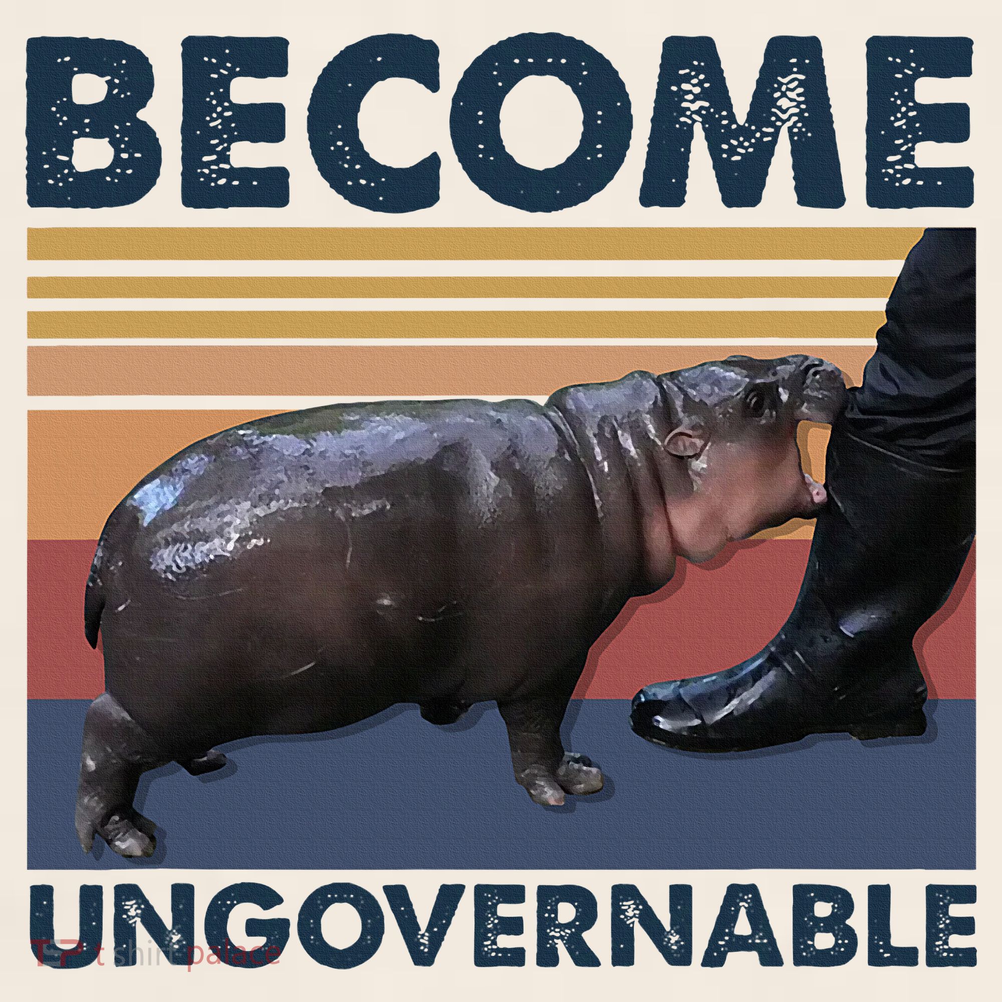 Become Ungovernable Moo Deng Cute Baby Hippo Funny Hippo Garment-Dyed Women's Muscle Tee