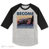 Become Ungovernable Moo Deng Cute Baby Hippo Funny Hippo Raglan Baseball Sleeve Shirt thumb 0