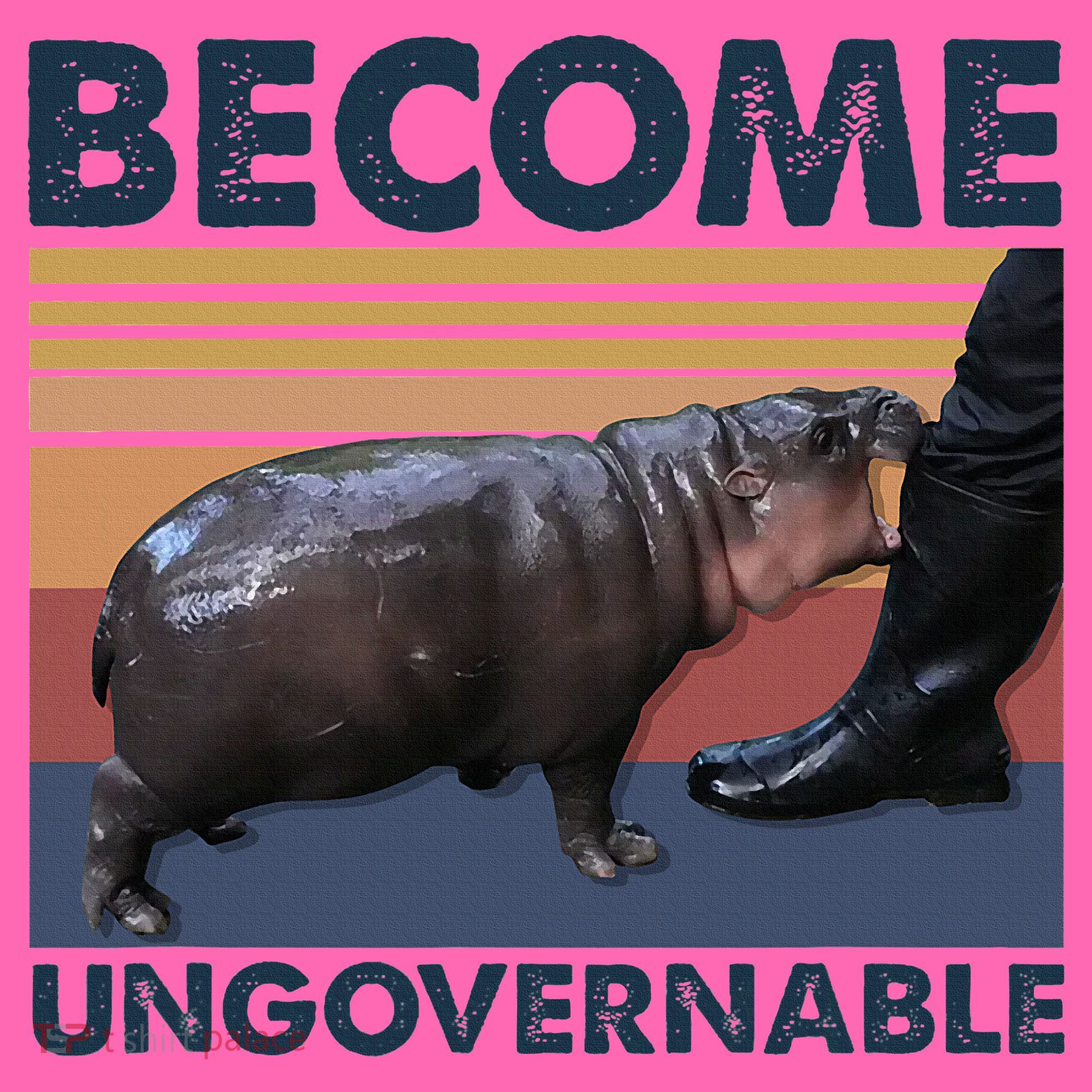 Become Ungovernable Moo Deng Cute Baby Hippo Funny Hippo Stripe Pom Pom Beanie