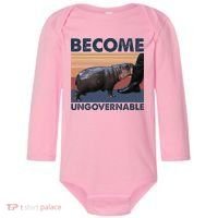Become Ungovernable Moo Deng Cute Baby Hippo Funny Hippo Baby Long Sleeve Bodysuit thumb 0