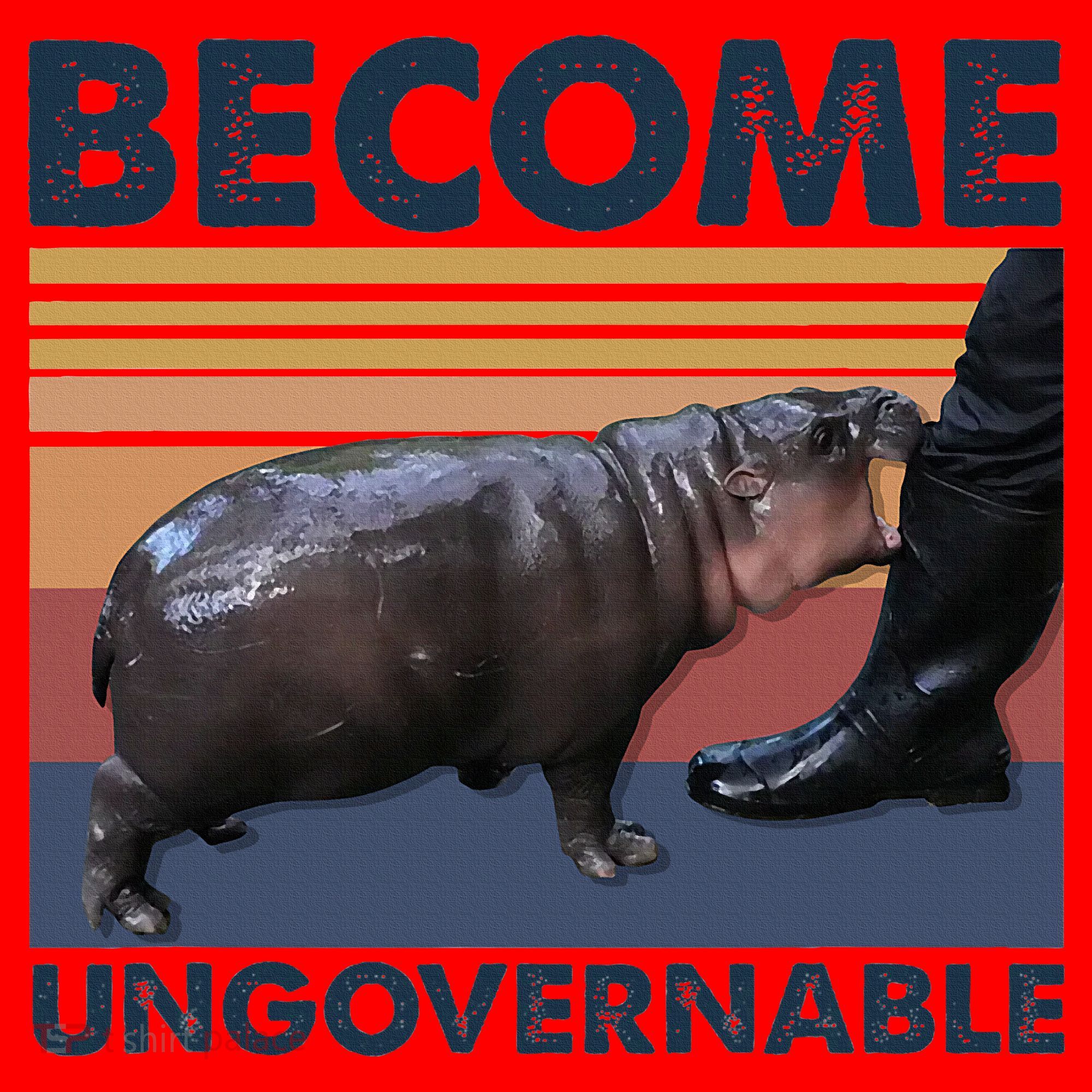 Become Ungovernable Moo Deng Cute Baby Hippo Funny Hippo Santa Hat