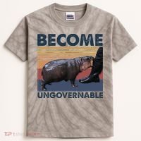 Become Ungovernable Moo Deng Cute Baby Hippo Funny Hippo Kids Tie-Dye T-Shirt thumb 0