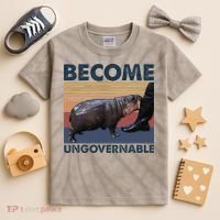 Become Ungovernable Moo Deng Cute Baby Hippo Funny Hippo Kids Tie-Dye T-Shirt thumb 2