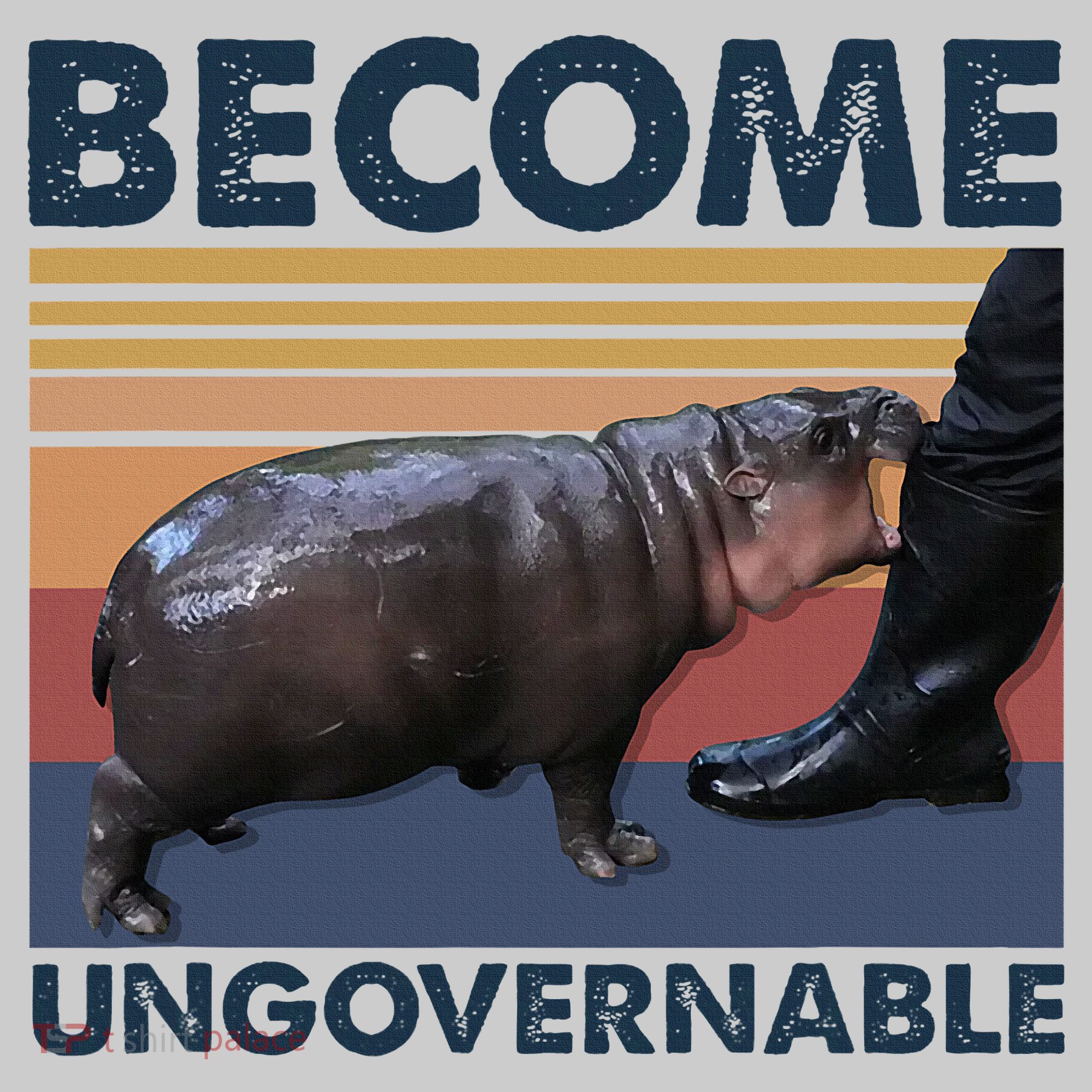 Become Ungovernable Moo Deng Cute Baby Hippo Funny Hippo Kids Tie-Dye T-Shirt