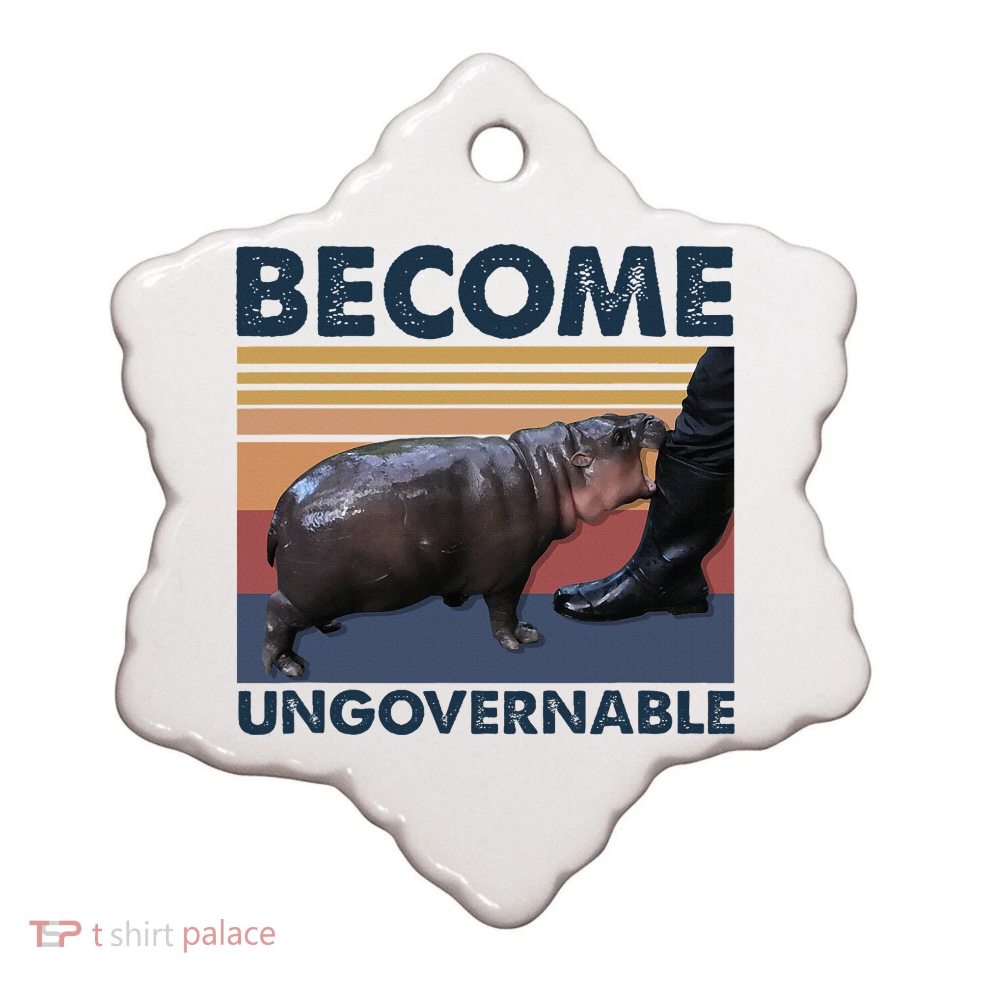 Become Ungovernable Moo Deng Cute Baby Hippo Funny Hippo Ceramic Ornament