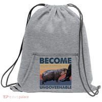 Become Ungovernable Moo Deng Cute Baby Hippo Funny Hippo Sweatshirt Cinch Pack Bag thumb 0