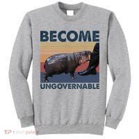 Become Ungovernable Moo Deng Cute Baby Hippo Funny Hippo Tall Sweatshirt thumb 0