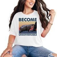 Become Ungovernable Moo Deng Cute Baby Hippo Funny Hippo Comfort Colors T-Shirt thumb 0
