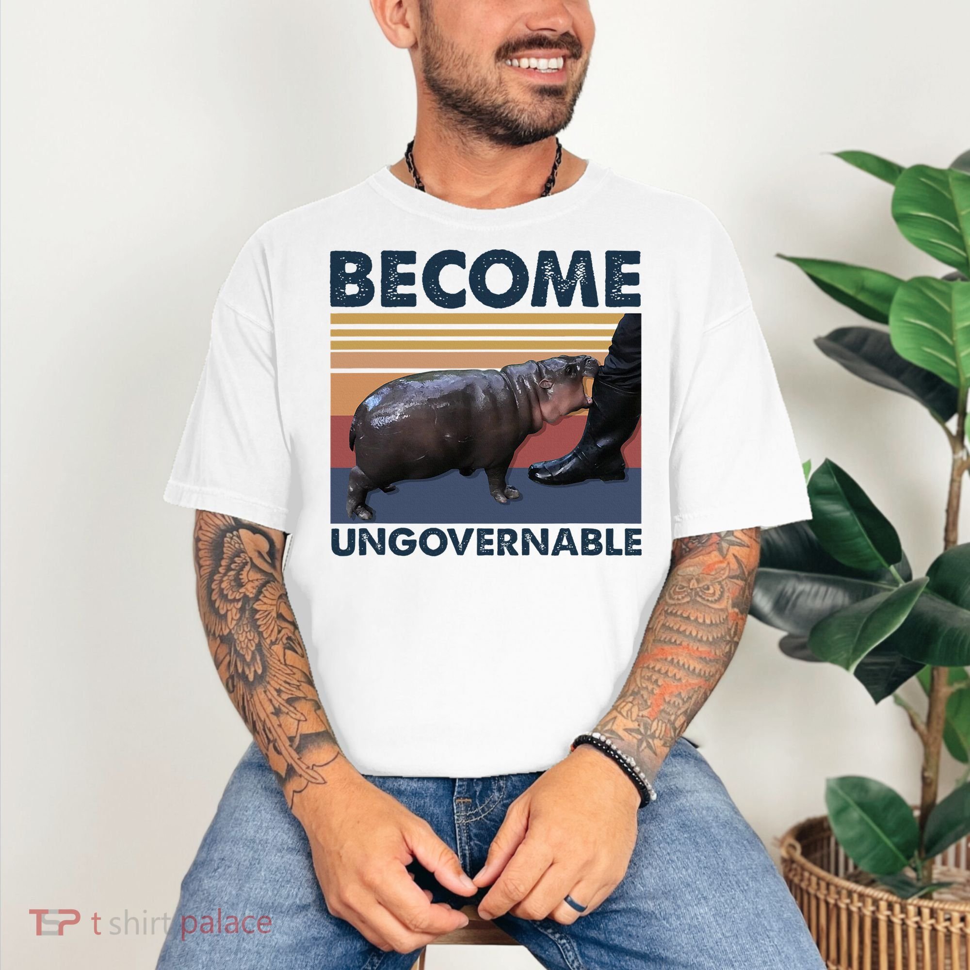 Become Ungovernable Moo Deng Cute Baby Hippo Funny Hippo Comfort Colors T-Shirt