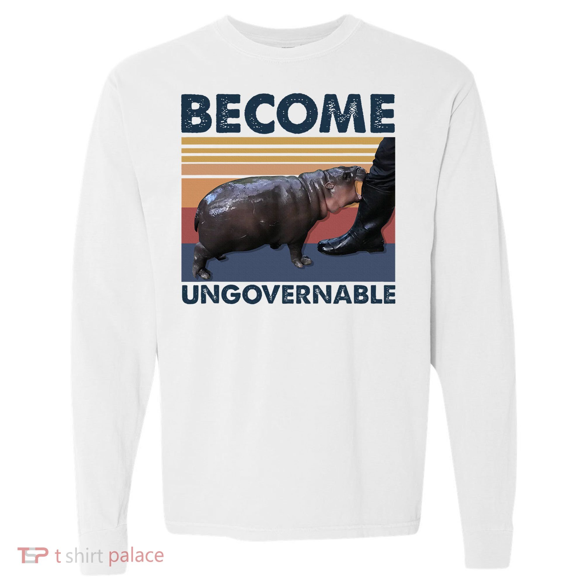 Become Ungovernable Moo Deng Cute Baby Hippo Funny Hippo Comfort Colors Heavyweight Long Sleeve T-Shirt