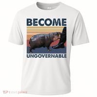 Become Ungovernable Moo Deng Cute Baby Hippo Funny Hippo Cooling Performance Crew T-Shirt thumb 0