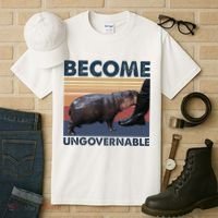 Become Ungovernable Moo Deng Cute Baby Hippo Funny Hippo Tall T-Shirt thumb 3