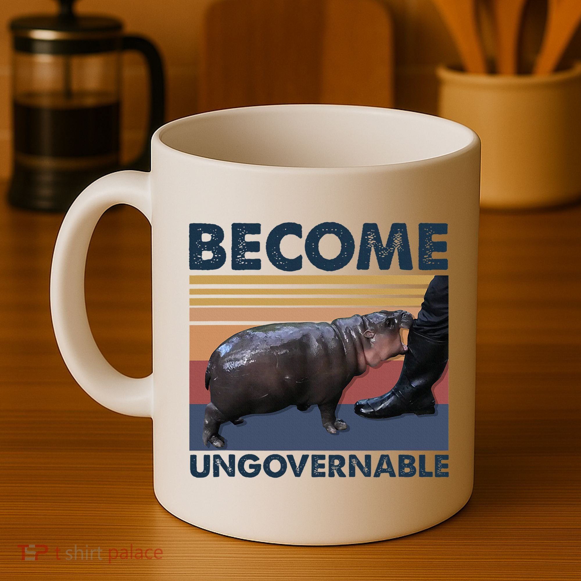 Become Ungovernable Moo Deng Cute Baby Hippo Funny Hippo Coffee Mug