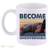 Become Ungovernable Moo Deng Cute Baby Hippo Funny Hippo 11oz C Handle Ceramic Mug thumb 2