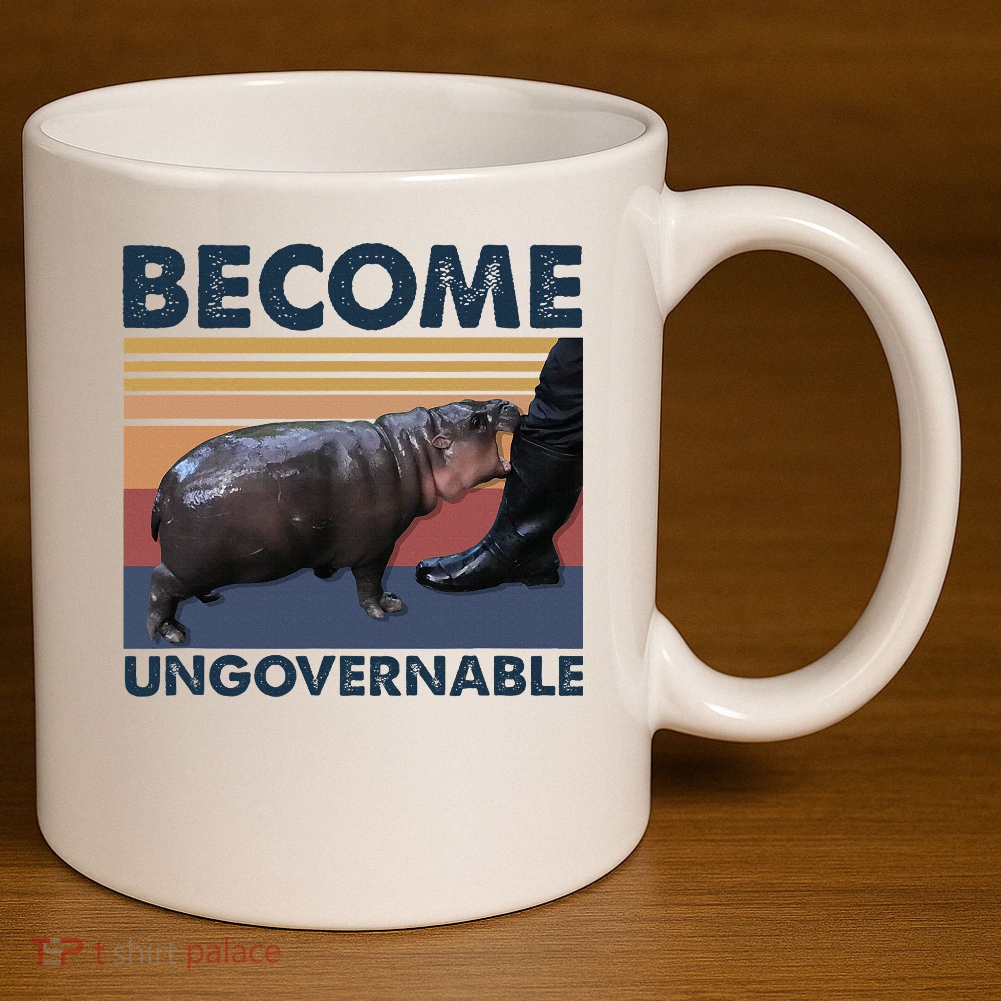 Become Ungovernable Moo Deng Cute Baby Hippo Funny Hippo 11oz C Handle Ceramic Mug