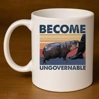 Become Ungovernable Moo Deng Cute Baby Hippo Funny Hippo 11oz C Handle Ceramic Mug thumb 4
