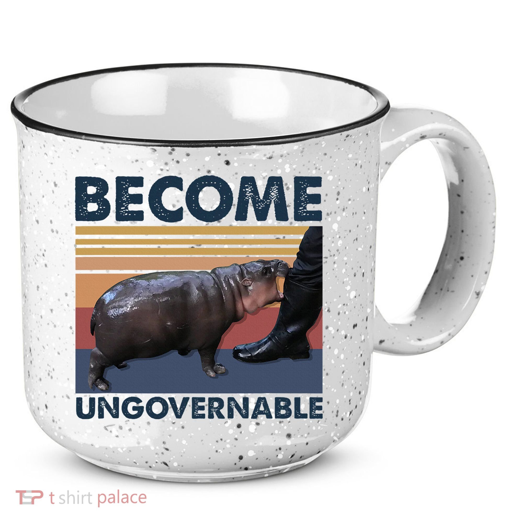 Become Ungovernable Moo Deng Cute Baby Hippo Funny Hippo 15oz Campfire Ceramic Mug