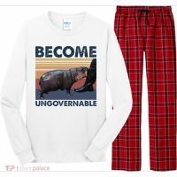 Become Ungovernable Moo Deng Cute Baby Hippo Funny Hippo Long Sleeve Pajama Set thumb 0